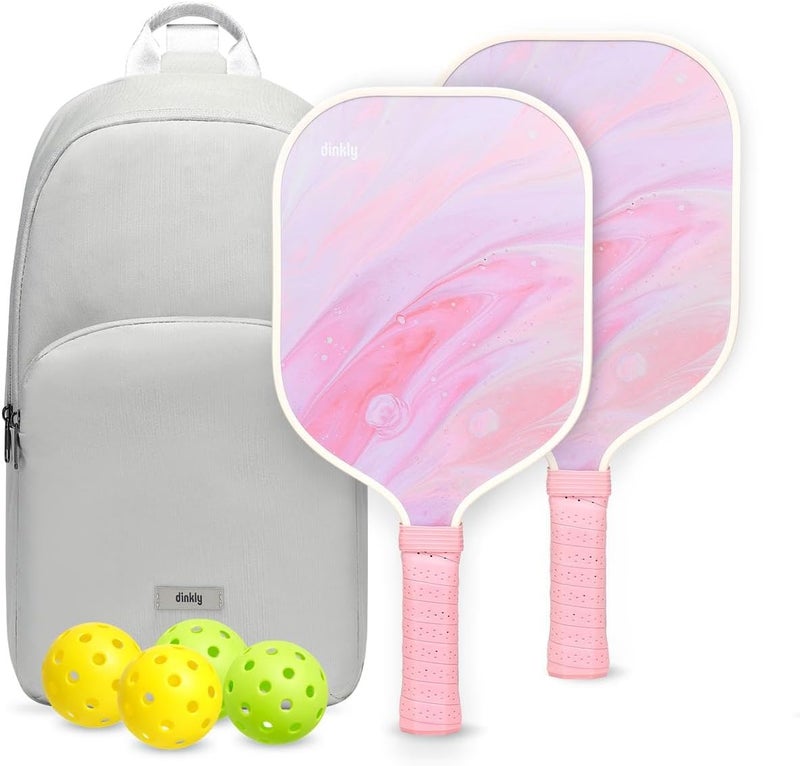Dinkly Pickleball Paddles Set of 2/4- USAPA Approved Graphite/Fiberglass Pickleball Racket, 2 Pickleball Rackets, 4 Balls and 1 Portable Carry Bag, Aesthetic Pickle Ball Set for Men Women Beginners - Image 1